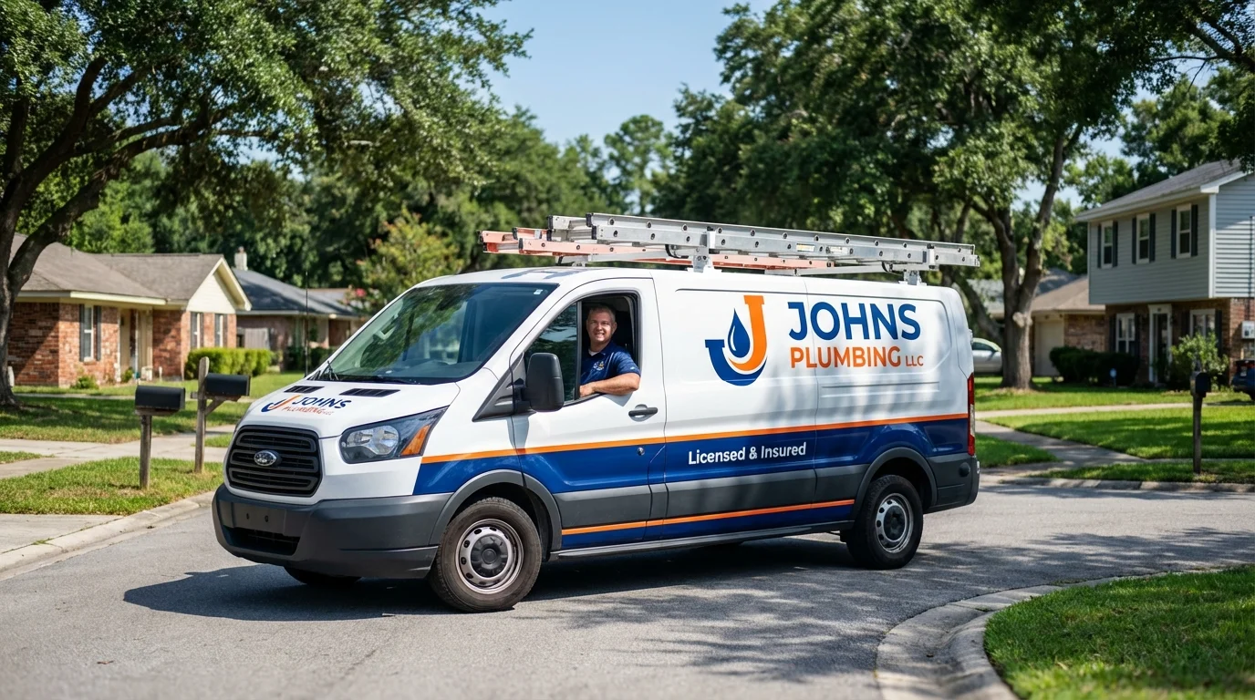 Johns Plumbing LLC service van in Lake Arthur, LA