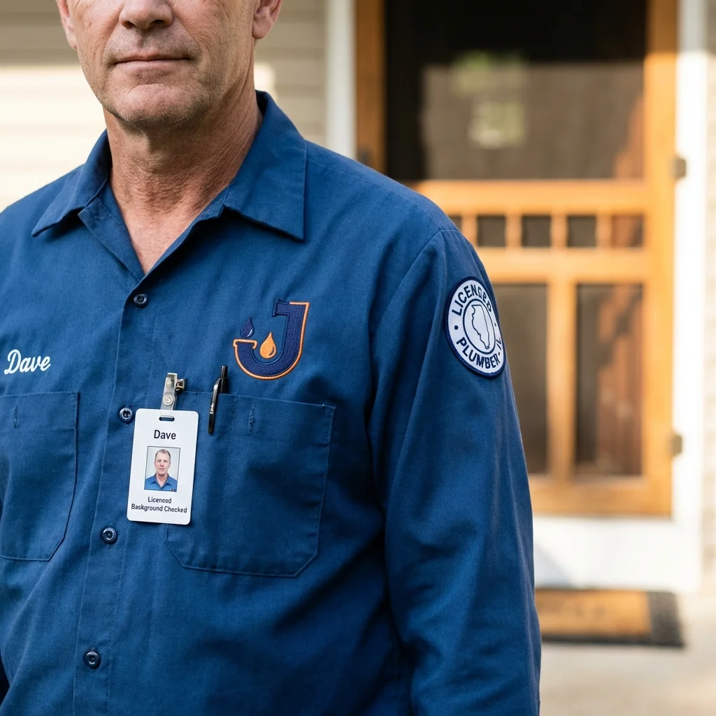 Licensed plumber showing ID badge in Lake Arthur, LA