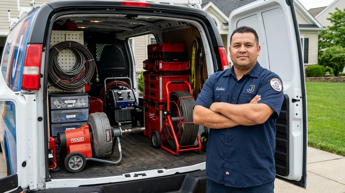 Professional drain cleaning equipment and Johns Plumbing LLC plumber in Lake Arthur