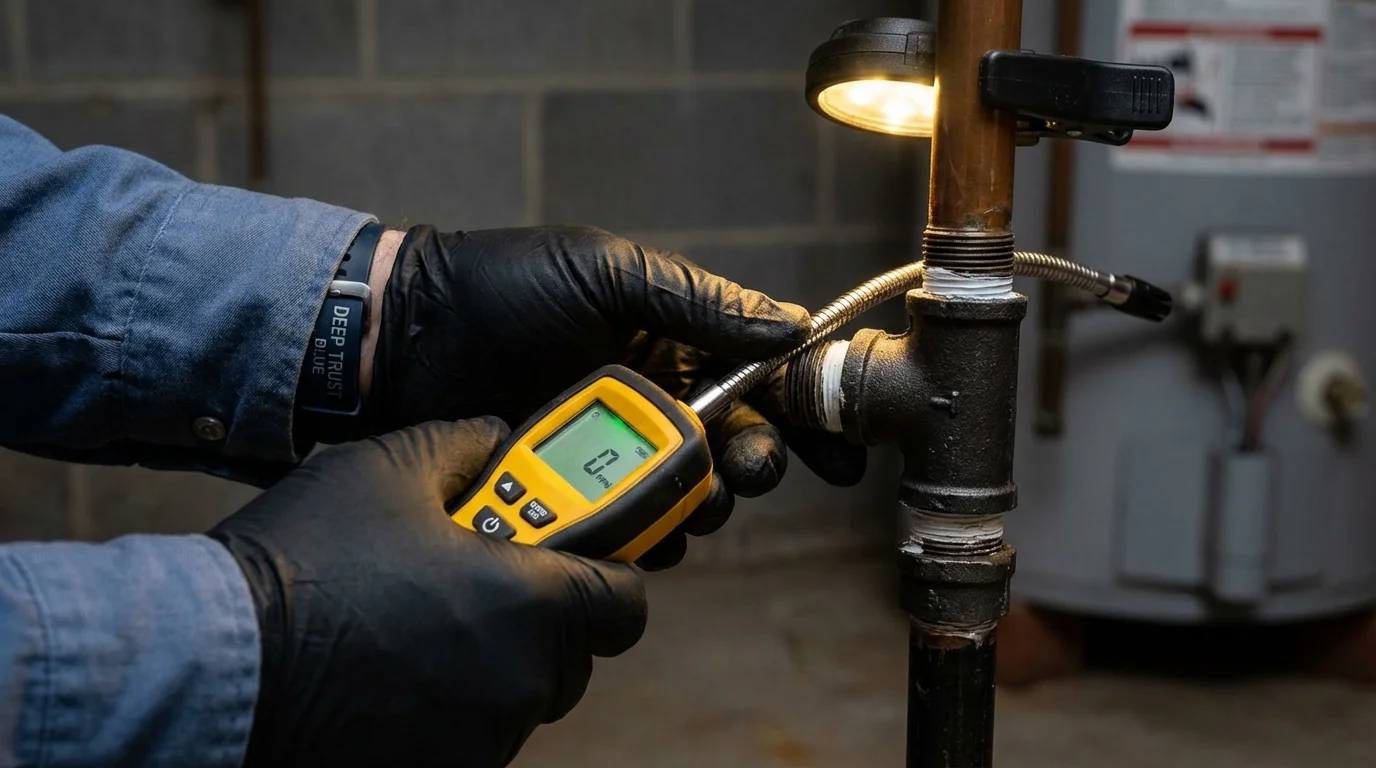 Gas leak detection with electronic sniffer by Johns Plumbing LLC in Lake Arthur