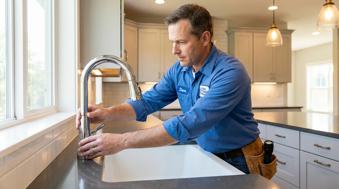 Kitchen faucet installation by Johns Plumbing LLC in Lake Arthur
