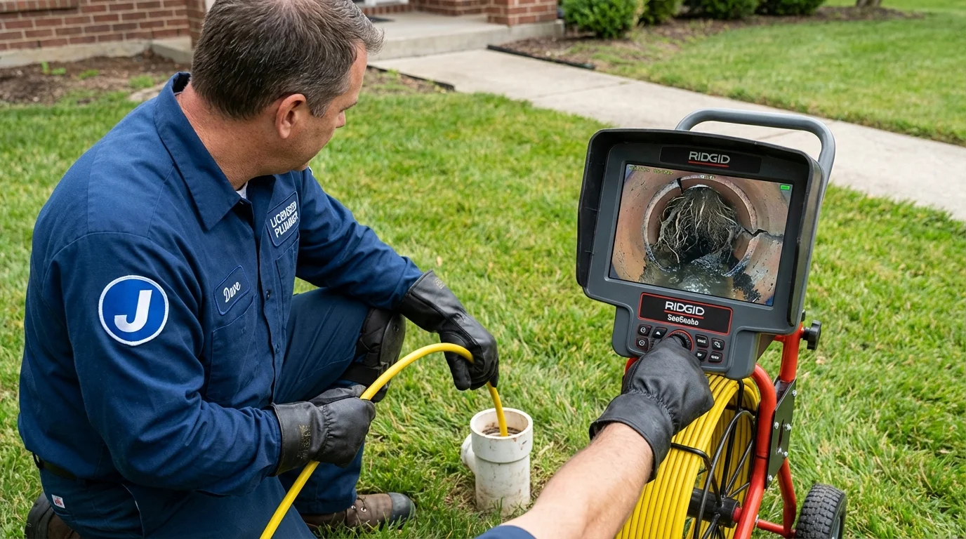 Sewer camera inspection being performed by Johns Plumbing LLC in Lake Arthur